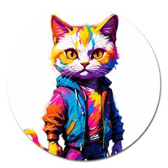 Wild Cat Magnet 5  (round) by Sosodesigns19