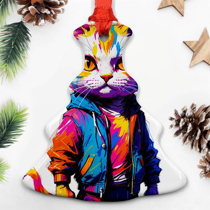 Wild cat Christmas Tree Ornament (Two Sides)