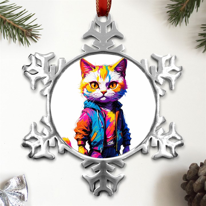 Wild cat Metal Small Snowflake Ornament