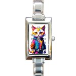 Wild cat Rectangle Italian Charm Watch Front