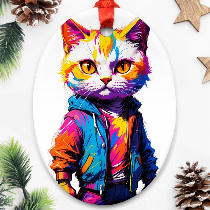 Wild cat Ornament (Oval)