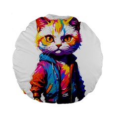 Wild Cat Standard 15  Premium Round Cushions by Sosodesigns19