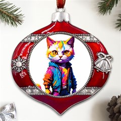 Wild Cat Metal Snowflake And Bell Red Ornament