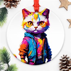 Wild Cat Round Ornament (two Sides)