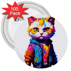 Wild Cat 3  Buttons (100 Pack)  by Sosodesigns19