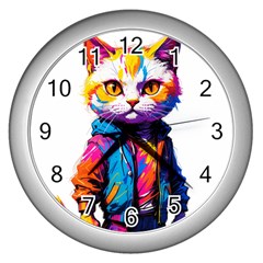 Wild Cat Wall Clock (silver)