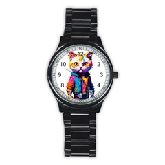 Wild Cat Stainless Steel Round Watch by Sosodesigns19