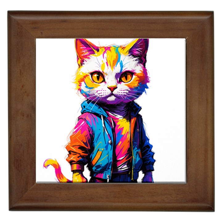 Wild cat Framed Tile