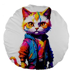 Wild Cat Large 18  Premium Flano Round Cushions by Sosodesigns19