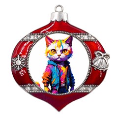 Wild Cat Metal Snowflake And Bell Red Ornament