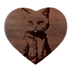 Wild Cat Heart Wood Jewelry Box