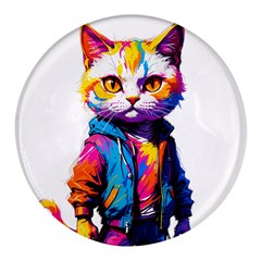 Wild Cat Round Glass Fridge Magnet (4 Pack)