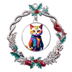 Wild Cat Metal X mas Wreath Holly Leaf Ornament