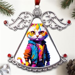 Wild Cat Metal Angel With Crystal Ornament