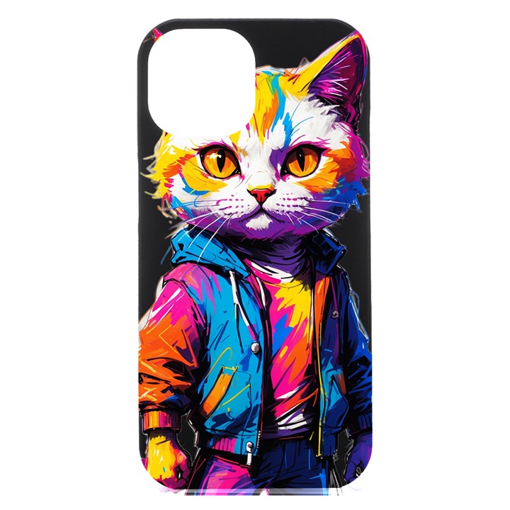 Wild cat iPhone 15 Plus Black UV Print PC Hardshell Case