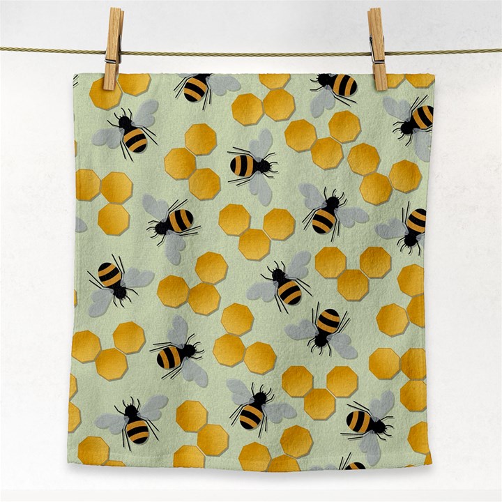 Bees Pattern Honey Bee Bug Honeycomb Honey Beehive Face Towel