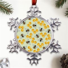 Bees Pattern Honey Bee Bug Honeycomb Honey Beehive Metal Large Snowflake Ornament by Bedest