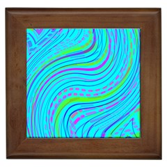 Pattern Swirl Pink Green Aqua Framed Tile by Ndabl3x