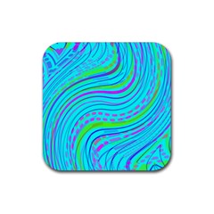 Pattern Swirl Pink Green Aqua Rubber Coaster (square) by Ndabl3x