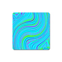 Pattern Swirl Pink Green Aqua Square Magnet by Ndabl3x