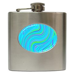 Pattern Swirl Pink Green Aqua Hip Flask (6 Oz) by Ndabl3x