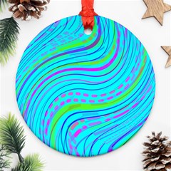 Pattern Swirl Pink Green Aqua Round Ornament (two Sides) by Ndabl3x