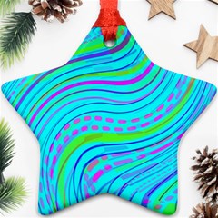 Pattern Swirl Pink Green Aqua Star Ornament (two Sides) by Ndabl3x