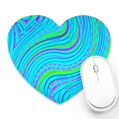 Pattern Swirl Pink Green Aqua Heart Mousepad by Ndabl3x