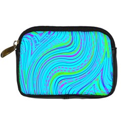 Pattern Swirl Pink Green Aqua Digital Camera Leather Case by Ndabl3x