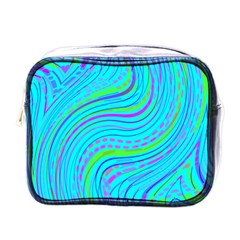 Pattern Swirl Pink Green Aqua Mini Toiletries Bag (one Side) by Ndabl3x