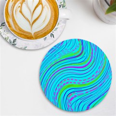 Pattern Swirl Pink Green Aqua Uv Print Round Tile Coaster by Ndabl3x