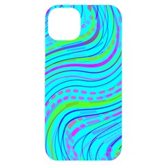 Pattern Swirl Pink Green Aqua Iphone 14 Plus Black Uv Print Case by Ndabl3x