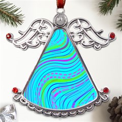 Pattern Swirl Pink Green Aqua Metal Angel With Crystal Ornament by Ndabl3x