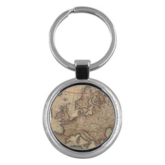 Old Vintage Classic Map Of Europe Key Chain (round) by Paksenen