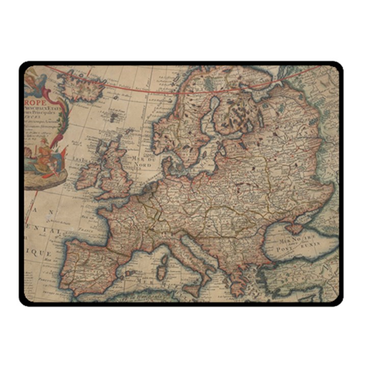 Old Vintage Classic Map Of Europe Two Sides Fleece Blanket (Small)