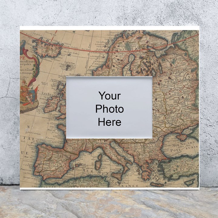 Old Vintage Classic Map Of Europe White Wall Photo Frame 5  x 7 