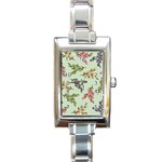 Berries Flowers Pattern Print Rectangle Italian Charm Watch Front