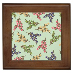 Berries Flowers Pattern Print Framed Tile