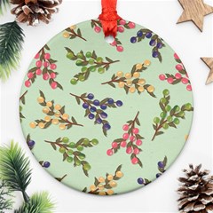 Berries Flowers Pattern Print Ornament (round)