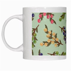 Berries Flowers Pattern Print White Mug