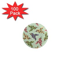 Berries Flowers Pattern Print 1  Mini Magnets (100 Pack) 