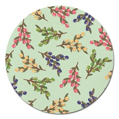 Berries Flowers Pattern Print Magnet 5  (round)