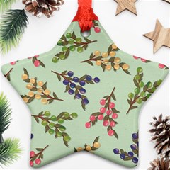 Berries Flowers Pattern Print Star Ornament (two Sides)