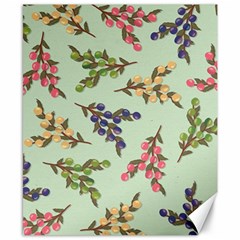 Berries Flowers Pattern Print Canvas 8  X 10 