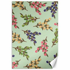 Berries Flowers Pattern Print Canvas 12  X 18  by Maspions