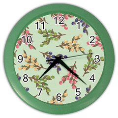 Berries Flowers Pattern Print Color Wall Clock