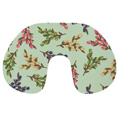 Berries Flowers Pattern Print Travel Neck Pillow by Maspions