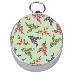 Berries Flowers Pattern Print Silver Compasses