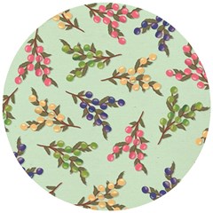 Berries Flowers Pattern Print Wooden Puzzle Round by Maspions