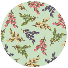 Berries Flowers Pattern Print Wooden Bottle Opener (round) by Maspions